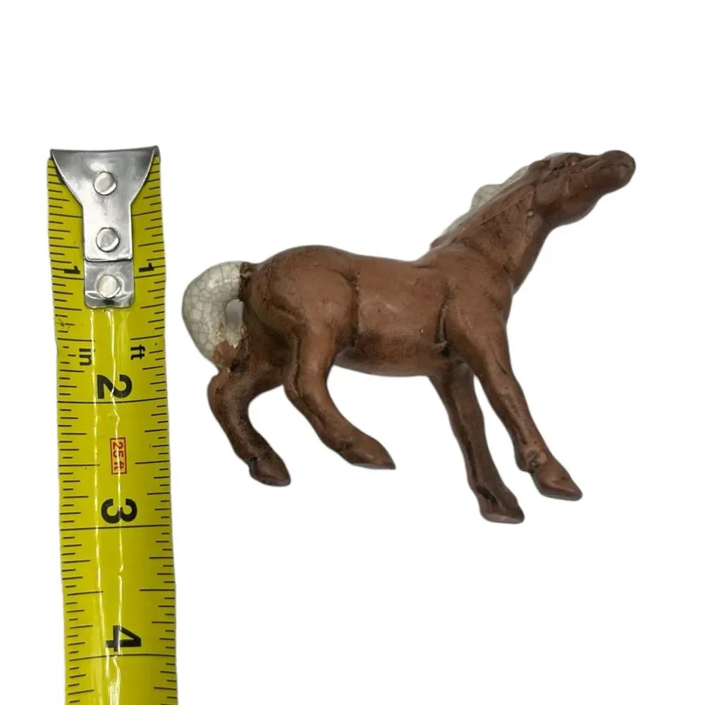 VTG Treasure Craft Ceramic Horse Colt Figurine Crackle Glaze Brown Primitive